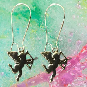 Authentic Joblot 20 x Gold Plated Cupid Bow & Arrow Earrings Valentines Q164