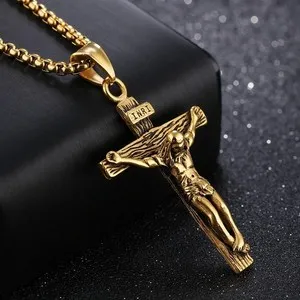 Authentic 18K Gold Plated Cross Necklace for Women Crucifix Pendant Chain
