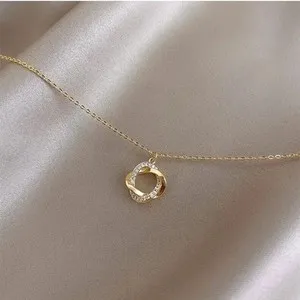 Authentic 925 Sterling Silver Cross Necklace Rotating Pendant 14K Gold Plated Women