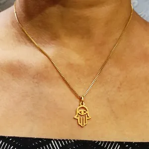 Authentic Hamsa Pendant with Evil Eye 22K Gold Plated handmade religious Hand of Fatima