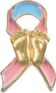 Authentic Precious Feet, 14K Gold Plated, Ribbon Jewelry, Lapel Pin
