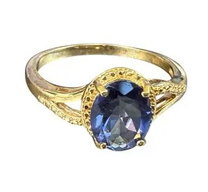 Authentic Sterling Silver Gold-Plated Ring semi precious Purple Stone Size 11