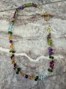 Authentic semi precious stoned gold plated 16" necklace STUNNING!