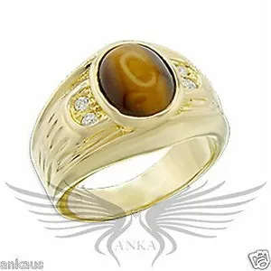 Authentic Men'S Gold Plated Ring With Semi-Precious Topaz - Size 11 12 13 54605