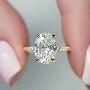 Authentic Moissanite Precious Wedding Engagement Ring For Her 14k Yellow Gold Plated
