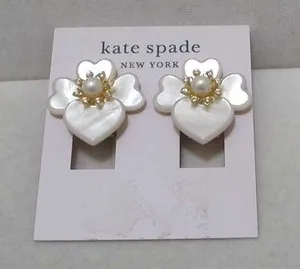 Authentic Precious Pansy Golden Petal and Pearl Talisman Earrings