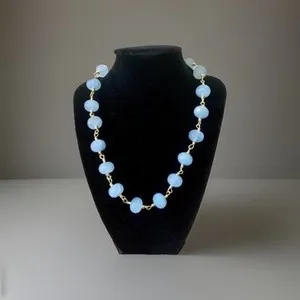 Authentic The Celestial Serenity Amulet: Vintage Faceted Aquamarine and Gold-Plated Necklace