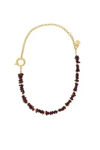 Authentic Gold Plated Semi Precious Brown Maroon Garnet Stones Necklace