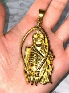 Authentic The Sovereign Guardian: 14K Gold-Plated Silver Santa Muerte Talisman