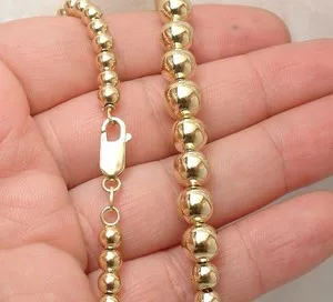 Authentic Technibond Graduated Bead Ball Chain Necklace 14K Yellow Gold Plated Silver