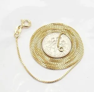 Authentic Technibond Venetian Box Chain Necklace 14K Yellow Gold Plated Sterling Silver