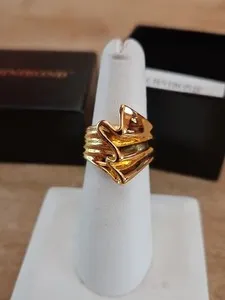 Authentic Technibond Gold-Plated Sterling Silver Abstract Ring sz 5.75 IN BOX