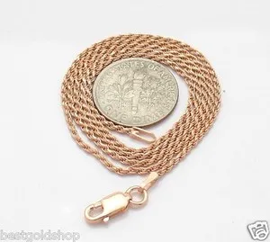Authentic Technibond Diamond Cut Rope Chain Necklace 14K Pink Rose Gold Plated Silver
