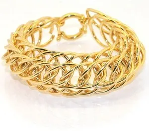 Authentic Technibond Bold Byzantine Bracelet 14K Yellow Gold Plated Silver