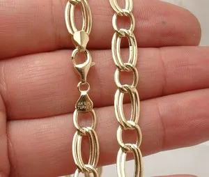 Authentic Technibond Alternating Curb Chain Necklace 14K Yellow Gold Plated 925 Silver
