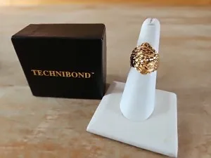 Authentic BEAUTIFUL Technibond Gold-Plated Sterling Silver Abstract Ring size 6 IN BOX