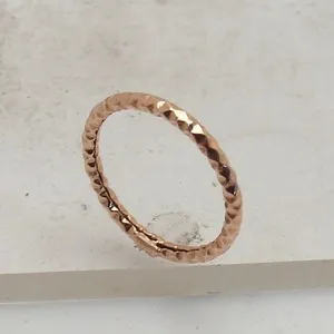 Authentic Size 8 Technibond Diamond Cut Band Ring 14K Rose Pink Gold Plated Silver