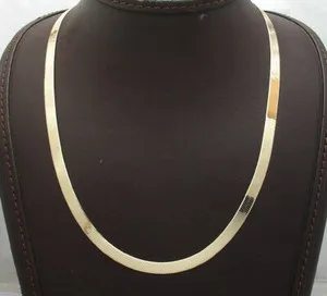 Authentic Technibond 5.2mm Herringbone Chain Necklace 14K Yellow Gold Plated Silver