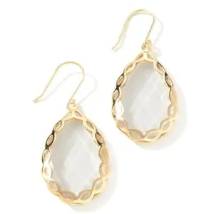 Authentic Technibond Faceted Gemstone Dangle Earrings 14K Yellow Gold Plated Silver 925 2"