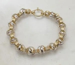 Authentic 8" Technibond Multi Rolo Bracelet 14K Two-Tone Gold Plated 925 Silver