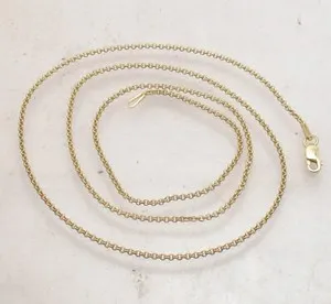 Authentic Technibond Rolo Cable Chain Necklace 14K Yellow Gold Plated 925 Sterling Silver