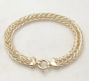 Authentic Technibond Wheat Spiga Woven Bracelet 14K Yellow Gold Plated 925 Sterling Silver