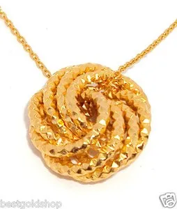 Authentic Technibond Rosetta Pendant Cable Rolo Chain 14K Yellow Gold Plated Silver