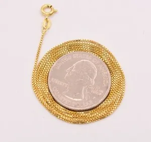 Authentic Technibond Italian Box Chain Necklace 14K Yellow Gold Plated Sterling Silver 925