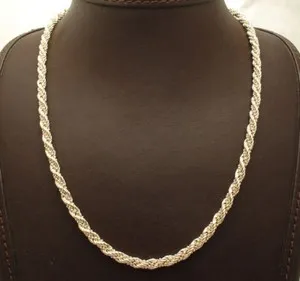 Authentic Technibond Diamond Cut Ball Rope Chain Necklace 14K Yellow Gold Plated Silver