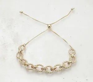 Authentic Technibond Adjustable Twisted Oval Bolo Bracelet 14K Yellow Gold Plated Silver