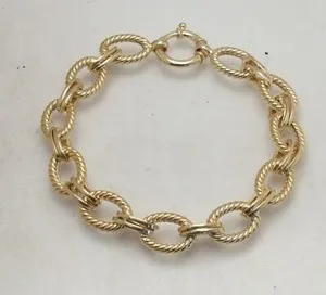 Authentic Technibond Twisted Oval Link Bracelet 14K Yellow Gold Plated 925 Sterling Silver