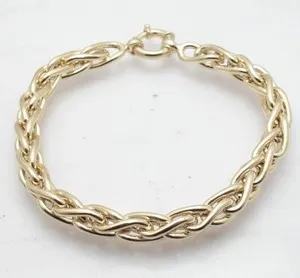 Authentic Technibond Round Wheat Spiga Style Bracelet 14K Yellow Gold Plated 925 Silver