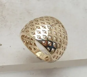 Authentic Size 7 Technibond Graduated Filigree Band Ring 14K Yellow Gold Plated Silver
