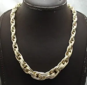 Authentic Technibond Graduated Bold Multi Oval Link Necklace 14K Yellow Gold Plated Silver
