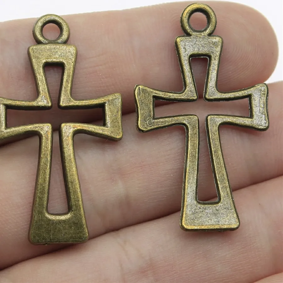 Authentic 3pcs 38x22mm 2 Colors Antique Silver Color Antique Bronze Color Cross Charms Handmade Jewelry Making Accessories