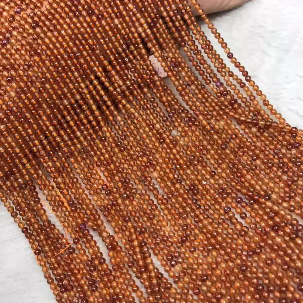 Authentic HESSONITE GARNET ROUND 2.5mm nature for making jewelry necklace FPPJ loose beads