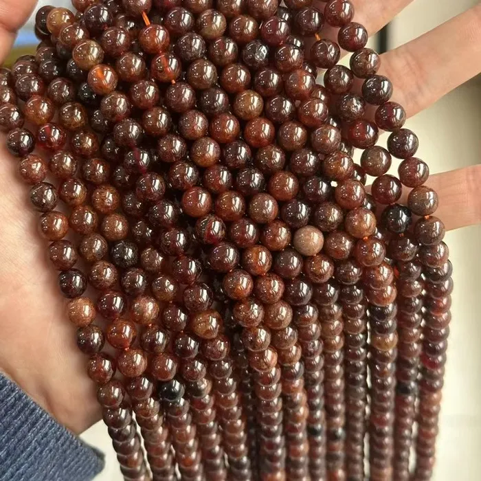 Authentic Garnet's Heartbeat of Protection: Round Hessonite Beads