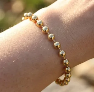 Authentic Minimalist 14K Gold Plated Beaded Ball Chain Bracelet for Women | Premium