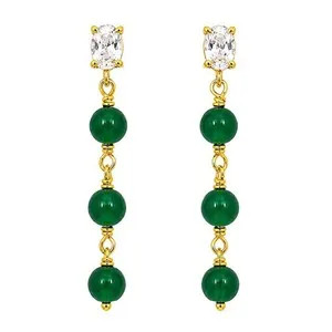 Authentic Emerald Radiance: 18K Gold‑Plated Bead Earrings for Divine Harmony