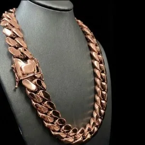 Authentic Premium Water Resistant Cuban Rose Gold Plated Chain 20mm 18k & 14k | 1 Chain