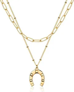 Authentic Layered Heart Necklace Pendant Handmade 18K Gold Plated Dainty Gold Choker Arrow