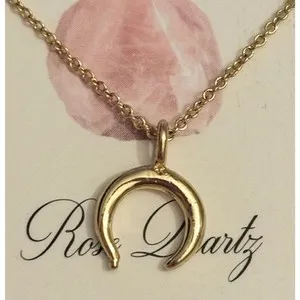 Authentic Luna Norte Rose Quartz Gold Plated Horseshoe Necklace NIB