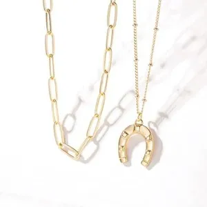 Authentic Handmade 18k Gold Plated Dainty Gold Choker Layered Necklace Pendant For Women