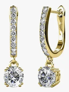 Authentic Cate & Chloe McKenzie 18k Gold Plated Earrings Swarovski Crystals Horseshoe NIB