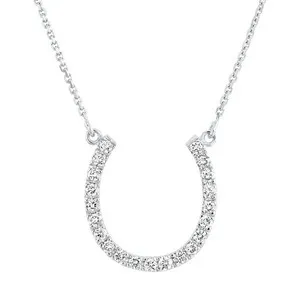 Authentic 2Ct Round Cut Lab Created Diamond Horseshoe Pendant 14k White Gold Plated