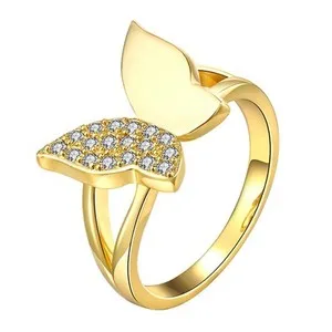 Authentic 18K Rose Gold Plated Ring AAA Zirconia Women Butterfly B247