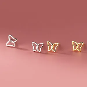 Authentic Vermeil 18K gold plated 925 Sterling Silver Cut Out Butterfly Earrings YCZ37