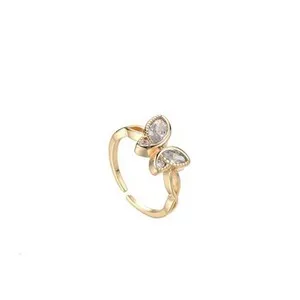 Authentic 18K Gold Plated Open Cubic Zirconia Butterfly Adjustable Ring ZX1027