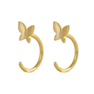 Authentic Ethereal Transformation: 18K Gold Vermeil Butterfly Talisman Hoops