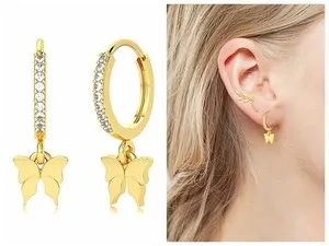 Authentic Ethereal Butterfly Transformation Hoops in Gilded Sterling
